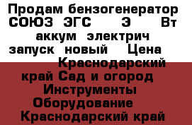 Продам бензогенератор СОЮЗ, ЭГС-87700Э, 6500Вт, аккум, электрич. запуск, новый. › Цена ­ 34 000 - Краснодарский край Сад и огород » Инструменты. Оборудование   . Краснодарский край